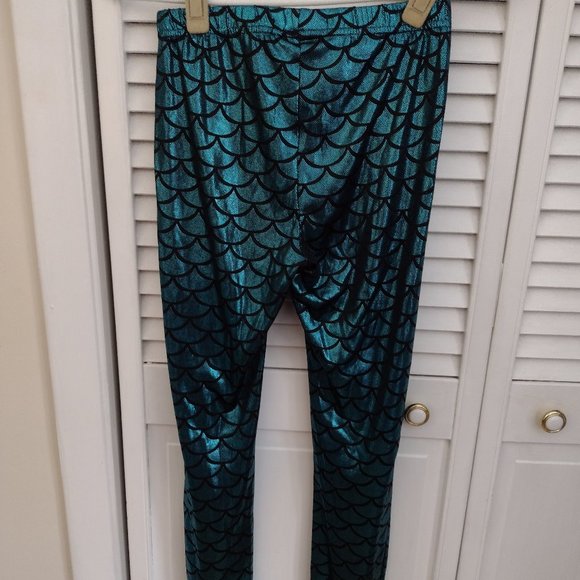 Laugh Out Loud Always Shimmer Mermaid Scales Leggings Size M - Picture 2 of 4